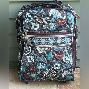 TURQUOISE W/BROWN ACCENTS! Pretty Vera Bradley Fabric Wheeled Carryon Suitcase